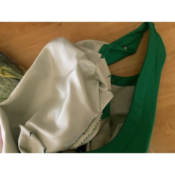 Vtg 50s Bubble Hem Cupcake Cocktail Dress Emerald Red Rose Accents Size 0 2 Prom - Picture 12 of 12